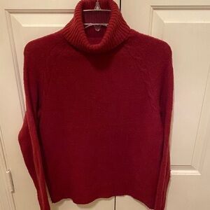 Cranberry Boucle’ Turtleneck Sweater